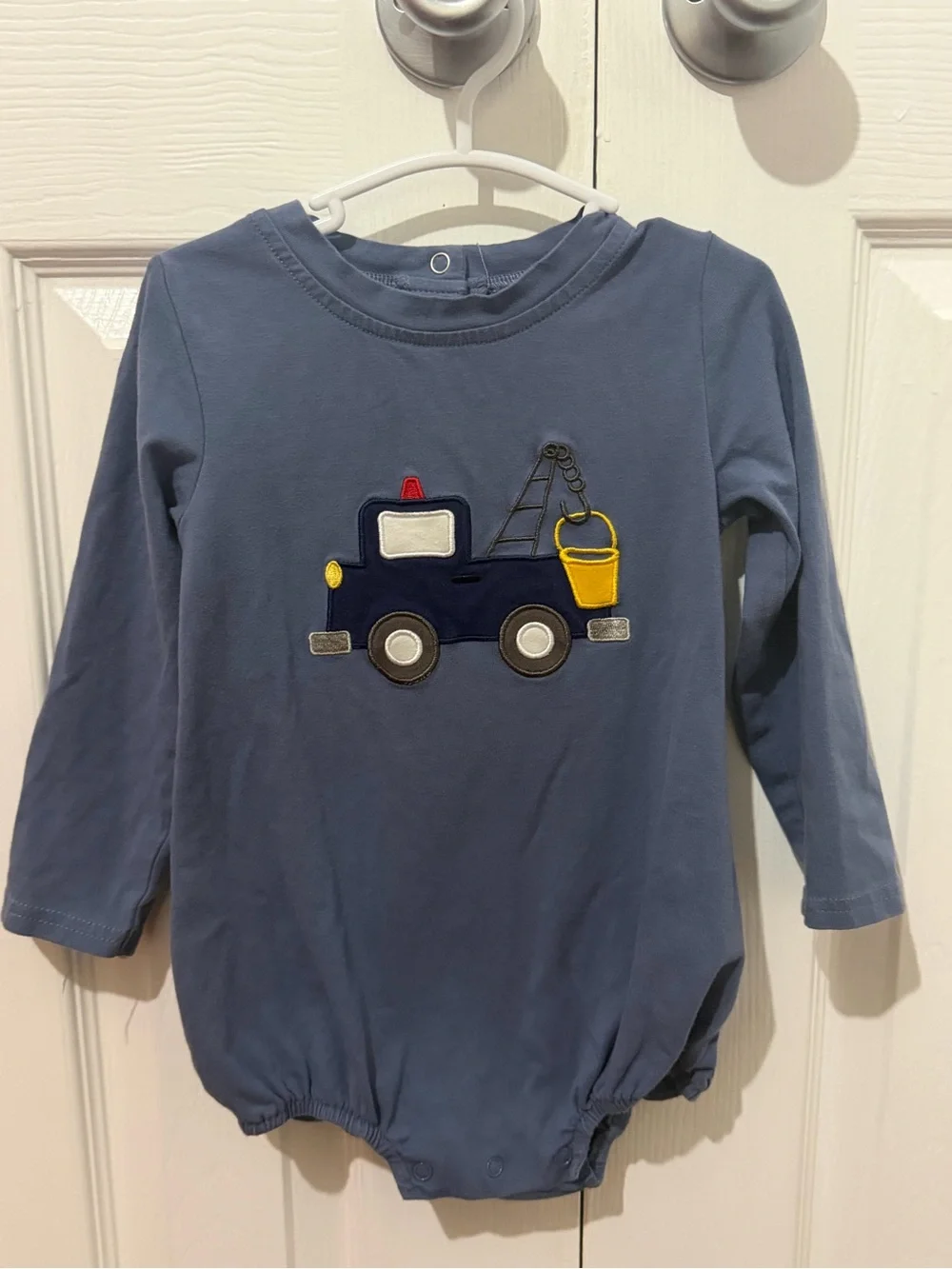 Abby & Evie Navy Blue Tow Truck Long-Sleeve Bodysuit